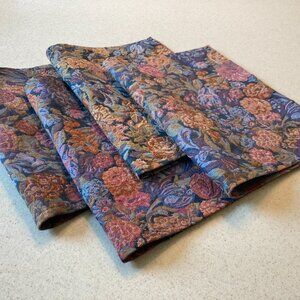 Placemats - Set of Four - Floral Pattern Blue Purple Mauve